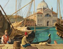 Canaletto: Quay of the Dogana in Venice, detail - Reproduction by George Havrillay