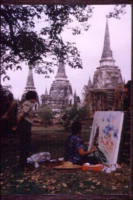 Kartika painting in Austria, Indonesia, Thailand, early 1980s to mid 1990s