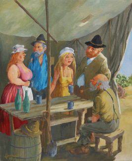 Sly Grog Tent 2. Original painting by George Havrillay.