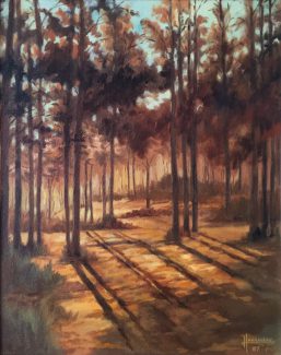 Sun through forest. Original painting by George Havrillay.