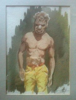 Aboriginal man. Original watercolour by George Havrillay