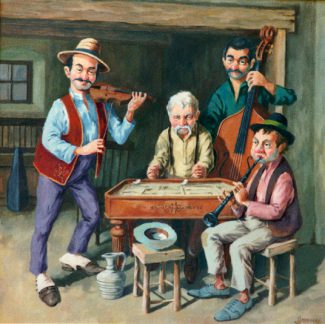 Hungarian Gypsy Band 2. Original painting by George Havrillay.