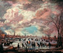 Van Der Neer: Winterscene - Reproduction oil painting by George Havrillay.